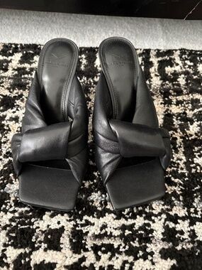 Marc Fisher square toe puffy leather sandal